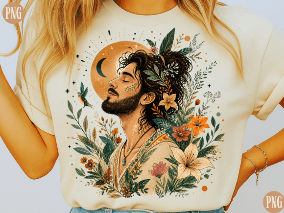 Download Boho Spiritual Man with Floral Nature – - Boho Collection