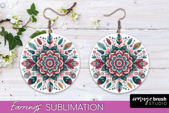 Download Boho Mandala Round Earrings Sublimation - Boho Collection