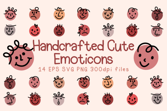 Download Handcrafted Cute Emoticons Bundle - Icons Collection