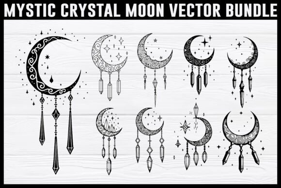 Download Mystic Crystal Moon Boho Vector Bundle | - Boho Collection