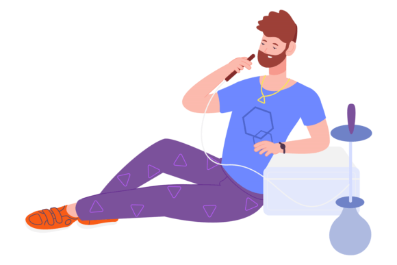 Download Man Smoking Hookah. Party Relaxation Wit - Relaxation Collection