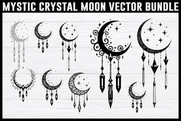 Download Mystic Crystal Moon Boho Vector Bundle | - Boho Collection