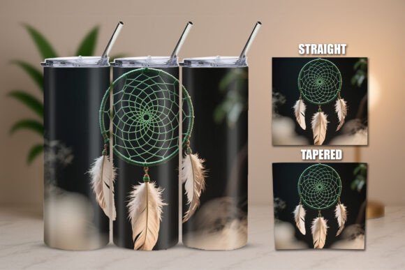Download Boho Dreamcatcher Green Feathers Tumbler - Boho Collection